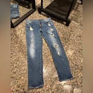 High-Waist Ripped Cropped Jeans